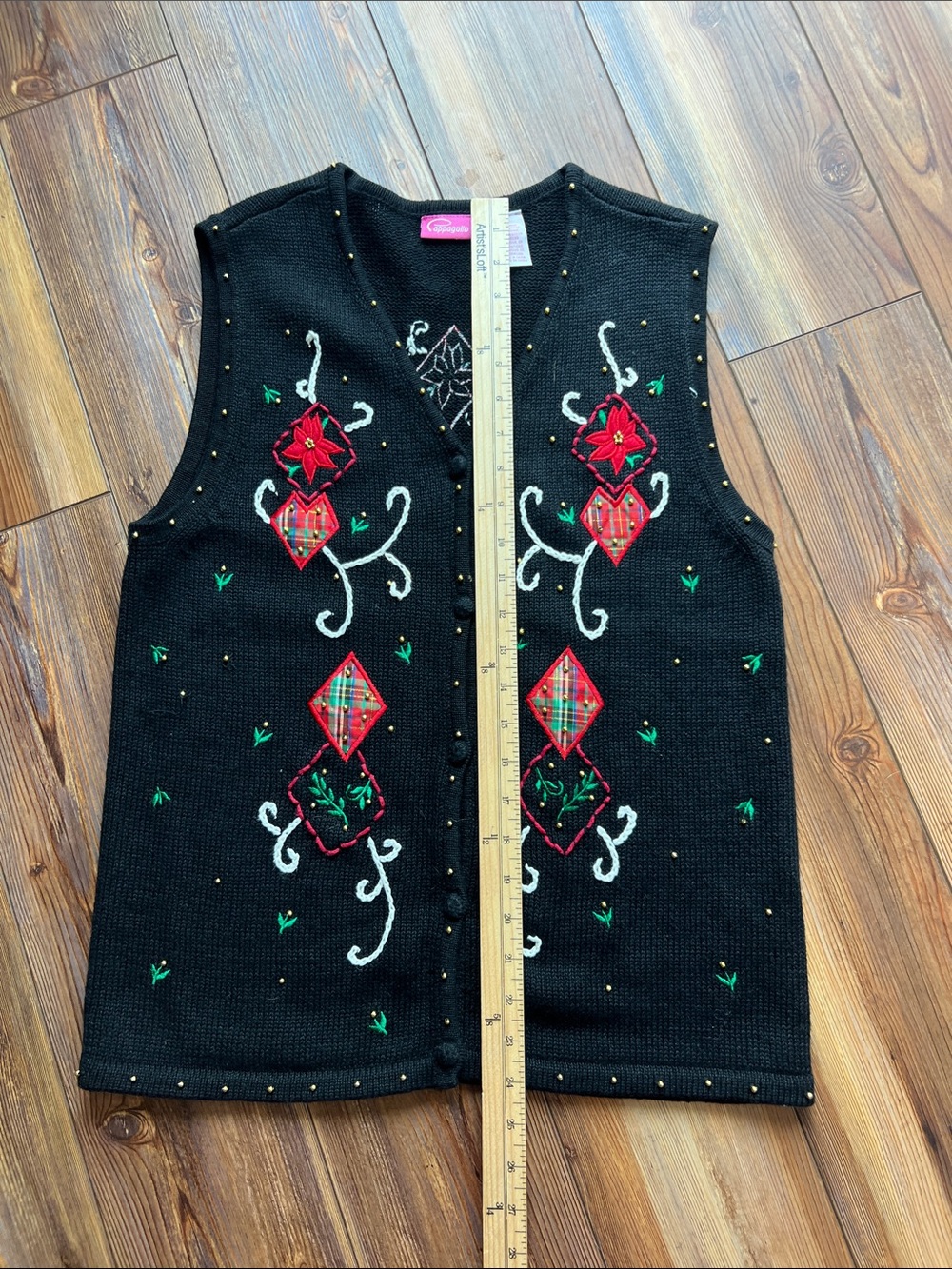 Pappagallo Black Knit Christmas Vest - Picture 5 of 7